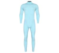 Jugaoge Tuta da uomo, a collo alto, a maniche lunghe, slim fit, elasticizzata, per sport, biancheria intima termica, Azzurro A., L