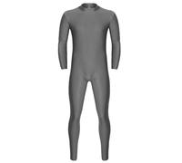 Jugaoge Tuta da uomo, a collo alto, a maniche lunghe, slim fit, elasticizzata, per sport, biancheria intima termica, grigio., XL