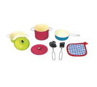 JugaToys - Set di utensili da cucina in metallo colorato con accessori - Set di 8 pezzi - Pentole, padelle e utensili da cucina per bambini e ragazze a partire da 3 anni