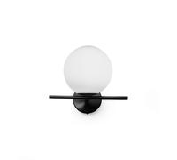 JUGEN BLACK APPLIQUE DA PARETE 1 LUCE MONTATURA NERA VETRO BIANCO ATTACCO E27