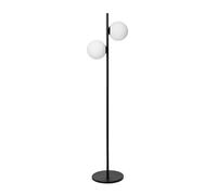 JUGEN BLACK LAMPADA DA TERRA 2 LUCI STRUTTURA NERA VETRO BIANCO CON DIMMER ATTACCO E27