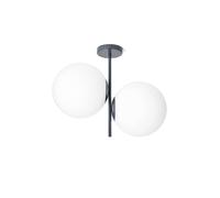 JUGEN LAMPADARIO SOFFITTO 2 LUCI VETRO BIANCO MONTATURA OTTANIO ATTACCO E27 D.25CM H.39CM