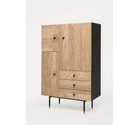 Jugend Highboard Oak in legno ingegnerizzato e massiccio, acciaio, dimensioni 90 x 42 x h142 cm, peso 72 Kg, finitura rovere, nero rovere
