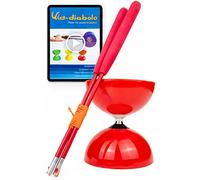 Juggle Dream Big Top Diabolo Set da Giocoliere con Bacchette in Fibra e Video di Apprendimento Online - Giocoleria (Rosso Diablo/Rosso Bacchette)