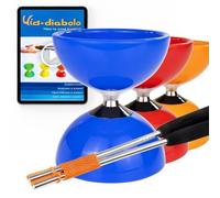 Juggle Dream Carousel Diabolo Set - con ASSE a Triplo Cuscinetto a Sfera + Bacchette in Alluminio e Video di Apprendimento Online - Giocoleria (Blu)