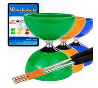 Juggle Dream Carousel Diabolo Set - con ASSE a Triplo Cuscinetto a Sfera + Bacchette in Alluminio e Video di Apprendimento Online - Giocoleria (Verde)