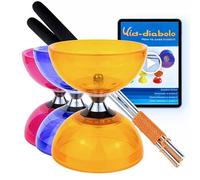 Juggle Dream Cyclone Quartz Diabolo Set - PRO Triplo Cuscinetto Diabolo ad con Bacchette in Alluminio e Video di Apprendimento Online, Giocattolo da Giocoleria (Arancio)