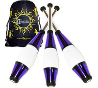 Juggle Dream Euro PRO Clave da Giocoleria Set di 3 (12 Combinazioni di Colori!) Metallic Deco Trainer Club - Flames N Games Borsa da Viaggio! (Viola)