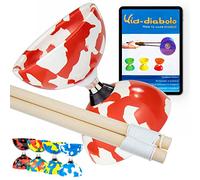 Juggle Dream Jester Cuscinetto a Sfera Diabolo, Bacchette in Legno, Video di Apprendimento Online - Giocattolo da Giocoleria Set (Rosso/Bianco)