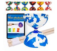 Juggle Dream Jester Diabolo Set - con Bacchette in Legno e Video di Apprendimento Online, Giocattolo da Giocoleria (Blu/Bianco)