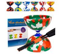 Juggle Dream Jester Diabolo Set da Giocoliere con Bacchette in Fibra e Video di Apprendimento Online, Giocattolo da Giocoleria (Bianco/Rosso/Verde)