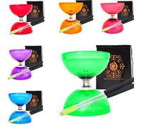 Juggle Dream Quartz - Set composto da diabolo a triplo cuscinetto con bacchette in alluminio, corda per diabolo e borsa per il trasporto a cascata (verde con bacchette argentate)