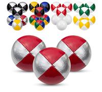 Juggle Dream Set di 3 Palline da Giocoleria Professionali, con Video di Apprendimento Online, Perfette per Principianti ed Esperti (Argento/Rosso)