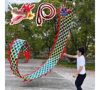 Juggling Dragon Streamer, nastro di seta Flowy Poi Dance con scala e testa, uso esterno per parco, cortile, spiaggia