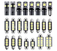 JUGNAW 23pz LED Can-bus Spzenza Errori, Kit Illuminazione LED Can-bus Senza Errori, T10 W5W e C5W Festone, 168 194 2825 Xenon Bianco, Adatte per Luci Targa, Cupola, Portiere, e Retromarcia