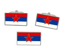 Jugoslavia Montenegro Bandiera Gemelli E Fermacravatta Set
