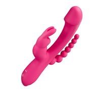Juguete erótico vibrador para el punto G: rosa de doble cabezal con 10 modos vibración,