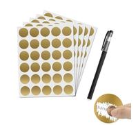 JUGUTA 150 Adesivi Rotondi Gratta e Vinci, con 1 Penna Nera, Etichette Scratch Off per Bomboniere Sorpresa, Attività di Festa Compleanno Matrimonio, Raccolta Fondi Promozioni(Oro)