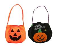 Juguta 2 Pezzi Sacchetto di Caramelle di Zucca di Halloween, Sacchetti Halloween Caramelle,Sacchetto di Dolcetto o Scherzetto,Borsa Halloween,Cestino Zucca Halloween
