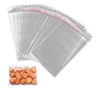 JUGUTA 200 Pezzi Bustine Trasparenti Adesive Sacchetti Cellophane 12X8Cm Bustine Richiudibili Sacchetto Per Alimenti Bustine Confetti Trasparenti Per Caramelle Biscotti Matrimoni Biscotti Pasqua Natal