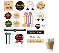 JUGUTA 240 Adesivi Autoadesivi Handmade with Love, Fatto a Mano Etichette Adesive, Adesivi Amore Fatto a Mano, Kraft Realizzato Adesivi, Fatto a Mano Etichette per Lavori Fatti a Mano, Impreziosire
