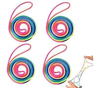 JUGUTA 4 Pcs,Finger Twist Gioco A Filo,Gioco Del Dito Della Stringa,Finger String Game Rainbow Rope,Giochi Di Corda Mano,Cats Cradle String,Ottimo Come Piccolo Regalo,Lunghezza 160Cm