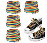 JUGUTA 4 Pezzi Lacci Scarpe Colorati Elastici, Lgbtq Lacci Arcobaleno,140Cm LacciPiatti per ScarpePride Accessori, per ScarpeDa Corsa, Scarpe Sportive