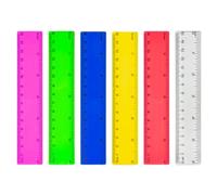 JUGUTA 6 Righelli In Plastica Da 15 Cm/6 Pollici, Colorati E Trasparenti, Con Centimetri E Pollici, Per Scuola, Ufficio, Casa