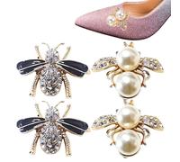 JUGUTA Charm Decorativi, 4 Pezzi Clip Per Scarpe Con Motivo Ape Fibbia Per Scarpe Ape Con Clip Per Scarpe In Metallo Con Strass Rimovibile Da Donna