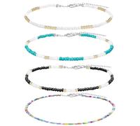 JUGUTA Collane Estive Donna, 4 Pezzi Girocollo Con Perline Colorate Boho, Collana Regolabile Adatto Per Festival E Uso Quotidiano