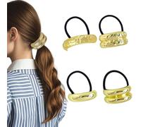 JUGUTA Elastici Per Capelli In Metallo, 4 Pezzi Corde Elastiche Geometriche Per Capelli, Elastico Capelli Donna Elegante, Fermaglio Per Capelli In Metallo, Accessori Capelli Oro Per Ragazze Donne