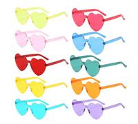 JUGUTA Occhiali da Sole a Forma di Cuore 10 Pezzi - Lenti Sfumate Colorate senza Montatura - Set per Feste e Addio al Nubilato - Unisex per Donne, Uomini e Bambini - Design Moderno e Fashion