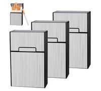 JUGUTA Porta Coperchi, 3 Pezzi Portasigarette Da Viaggio In Alluminio, Coperchio Magnetico, Colore Argento, Dimensioni 9.4X6X3.1 Cm