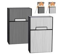 JUGUTA Porta Sigaretta, 2 Pezzi Portasigarette In Metallo Con Chiusura A Magneto, Colore Nero E Argento, Dimensioni 9.4X6X3.1 Cm, Per 40 Sigarette