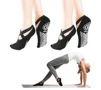 JUGUTA Reformer Pilates Per Casa Calzini Antiscivolo 2 Paia, Per Yoga E Fitness, Taglia 34-42, Nero