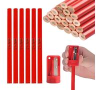 JUGUTA Set Di 25 Matite Da Cantiere, Matite Da Falegname Rosso, Matite Per Tappezzeria, Attrezzo Da Segnatura Per Officina E Falegnameria Con Temperamatite