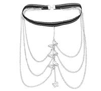 JUGUTA Sexy Rave Giarrettiera Nero Elastico,Reggicalze Donna,Rave Fasciatura Incrociata Costume,Elastica Butterfly Rave Con Nastri,Elastico Croce Gamba Giarrettiera,Per Carnevale,Halloween