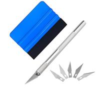 JUGUTA Spatola Kit Carta Da Parati, 7 Pezzi Stendi Pellicola Telefono Kit Wrapping Per Adesivi Pellicole Adesive Auto Vetri, Kit Avvolgimento In Vinile Con 1 Martinetto In Feltro, 1 Lama, 5 Lame