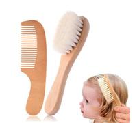 JUGUTA Spazzola Neonato, Set Di Spazzole Per Capelli E Pettini Per Bambini, In Legno Naturale, Con Setole Morbide Di Capra