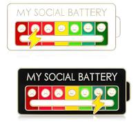 JUGUTA Spille Sociale Pin, 2 Pezzi Divertente Spilla Per L'Umore Interattivo Per 7 Giorni, Smalto Badge Nizza Spilla Gioielli (Bianco + Nero)