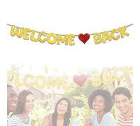 JUGUTA Striscione Glitterato Con Scritta "Welcome Back", Da Appendere, Per Feste Di Ritorno A Casa, Pensionamento, Decorazione Per Il Primo Giorno Di Scuola, Feste, Aule(B)