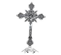 Jugutyeg Crocifisso con Supporto, Statuetta a Croce da Tavolo, Crocifisso in Piedi per Altare, Casa,