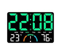 Jugutyeg Orologio Digitale Da Parete con Display LED Luminoso Sveglia Elettronica Timer Visualizzazione Umidità E Temperatura Regolazione Cinque Livelli Materi, Verde
