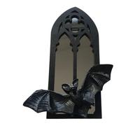 Jugutyeg Specchio Da Parete Ad Arco, Specchio Gotico Ad Arco, Accento Vintage Rustico in Legno E Vetro, Decorativo Da Parete, Adesivo, Adatto per Ingresso E So, 1 Pipistrello