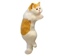 Jugutyeg Statua di Gatto in Peluche Da Appendere, Idee Creative per Decorare Mensole E La Casa, Giallo bianco
