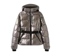 JuHongLeMin Giacca da sci da donna, impermeabile, isolata, calda, invernale, con cappuccio, antivento, giacca termica da snowboard, slim fit, Argento, S