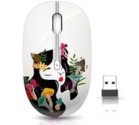 JUHOO Mouse wireless con ricevitore nano per PC, laptop, notebook, computer, MacBook, meno rumore, mouse ottico portatile portatile