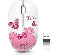 JUHOO Mouse wireless con ricevitore nano per PC, laptop, notebook, computer, MacBook, meno rumore, mouse ottico portatile portatile (orso).