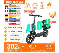JUICEASE ES14 10.4AH Scooter elettrico 36V 14 pollici pneumatico urbano LED Light Phone Holder cestino della spesa potente Scooter elettrico ES14 10.4AH450W