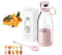 Juicengo Portable Blender 15oz, JuiceNGo 2-in-1Portable Blender Mini, Cordless Magnetic Charging, Stainless Steel Blades, Suitable for fruit, Smoothies and milkshakes (Pink)